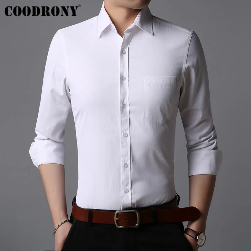 COODRONY Мужская рубашка, деловые повседневные рубашки, мягкая хлопковая классическая белая рубашка, Мужская осенняя одежда с длинным рукавом, Camisa Masculina 96041