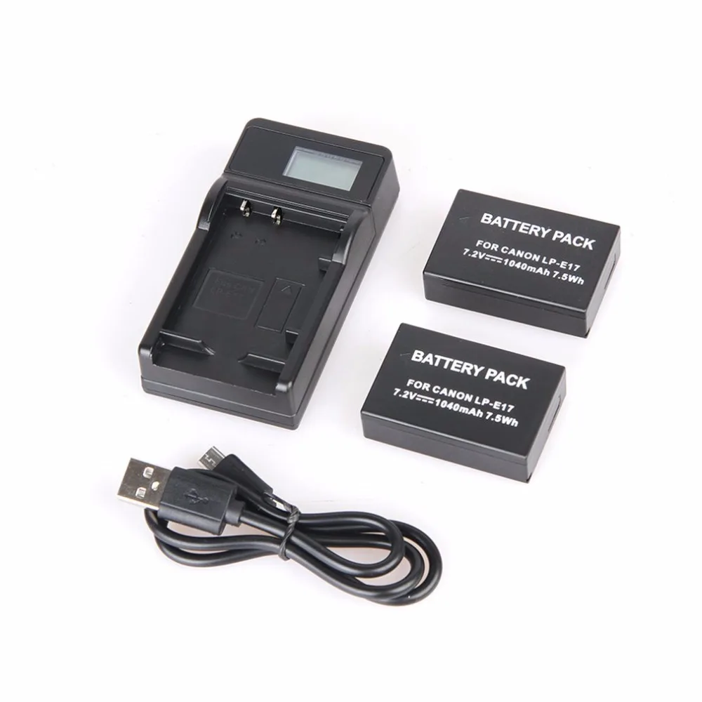 2pcs Camera Batteries + Compact LCD Battery Travel Charger with Single