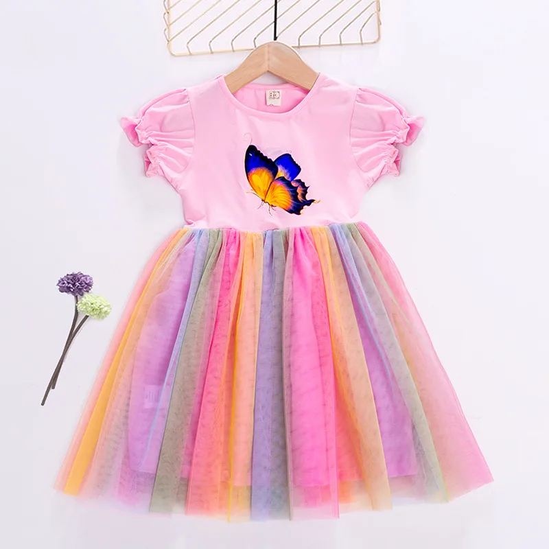 Summer Girls Unicorn Dress Children Rainbow Butterfly Princess Birthday Party Dress Kids Wedding Carnival Dresses Baby Vestidos (2)