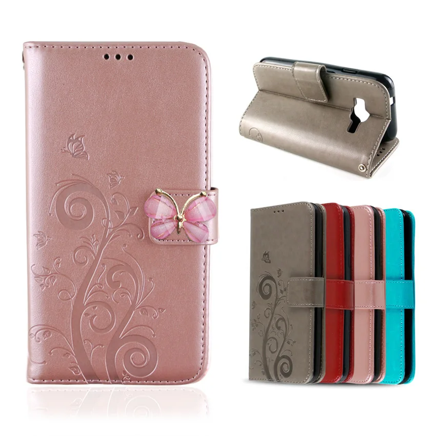 

Wallet Case for Samsung Galaxy J1 mini prime (2016) SM-J106 SM-J1 3DEmbossing Butterfly Luxury PU Leather Flip Cover Stand Case