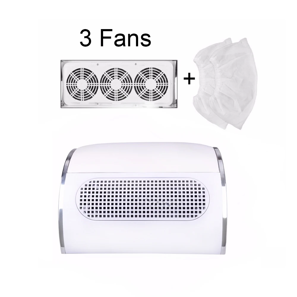 

20W Nail Suction Dust Collector EU/US Plug Large Size Strong Nail Vacuum Cleaner Machine With 3 fans 2 2 bags Salon Tool