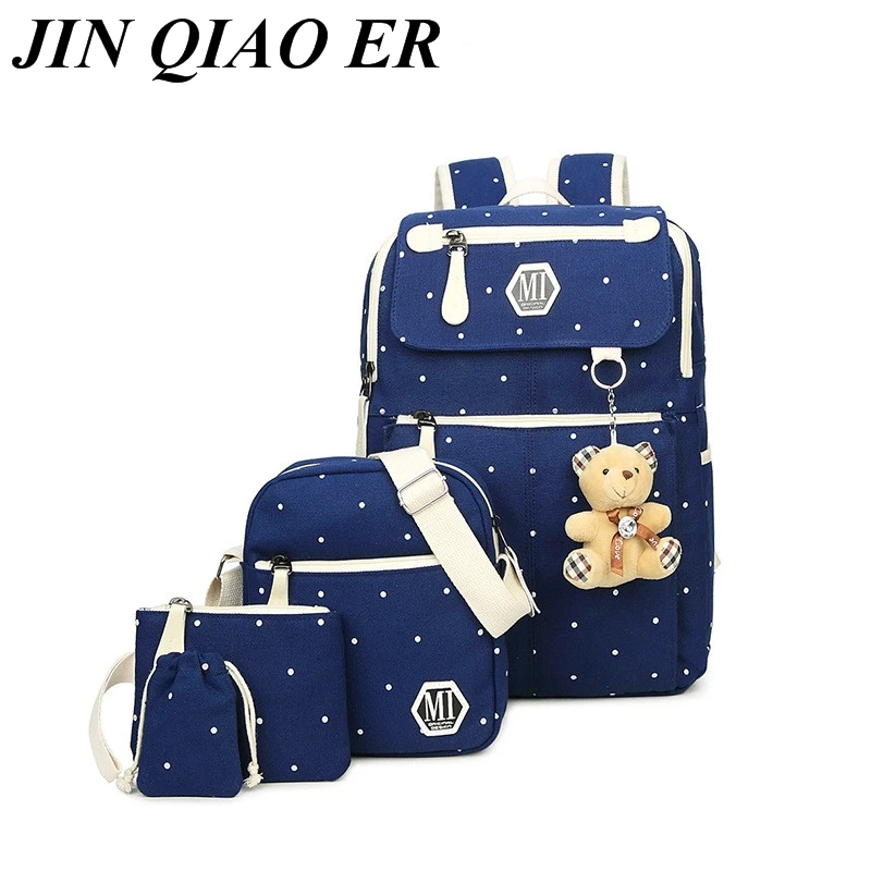 

Fashion Canvas 4Pcs/set Women School Backpacks College Schoolbag for Teenager Girl And Boys Rucksack Moclila Shoulder Bag
