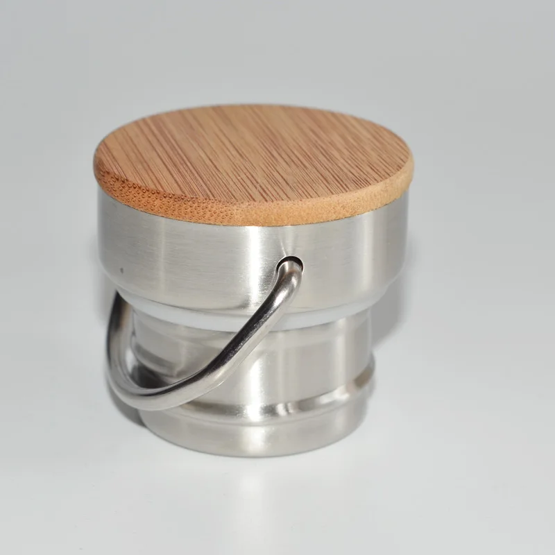 Stainless Steel Water Bottle Cap Replacement Natural Bamboo Lid Accessory Standard Mouth