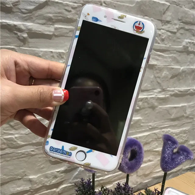 3D полное покрытие экран с мягкими краями протектор для iphone 7 8 Plus X XS закаленное стекло мультфильм Doraemon Розовая пантера Тоторо шаблон - Цвет: 94