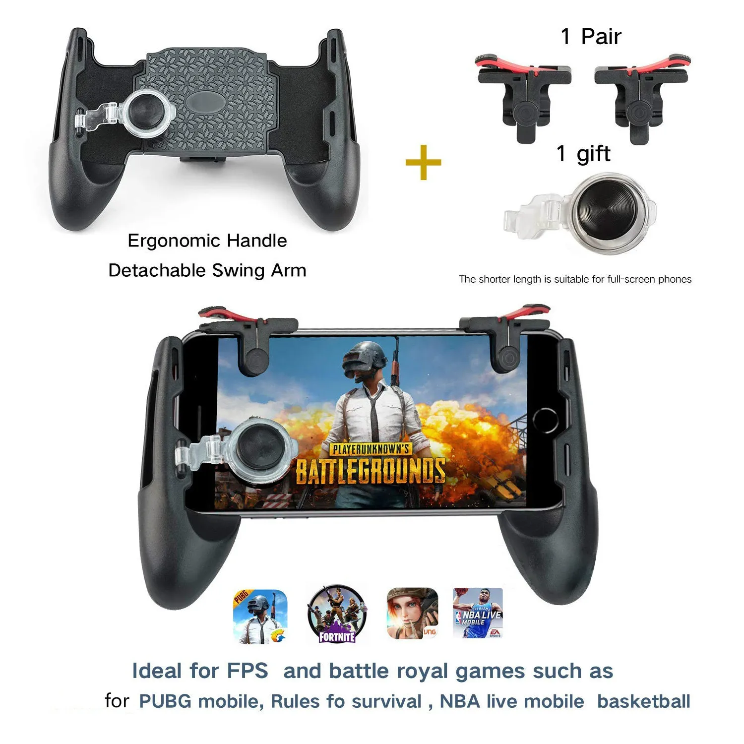 

Portable 3 in 1 Mobile Game Survival Gamepad Joystick Button L1R1 Gaming Handle Trigger Grip for iphone XIAOMI Phone Knives PUBG
