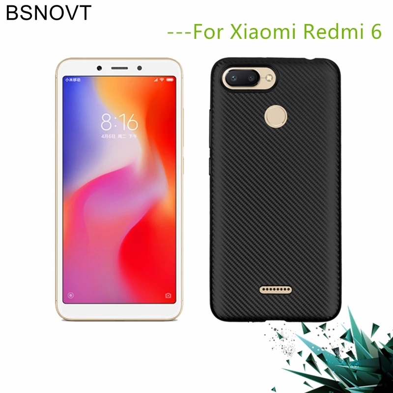 cheap BSNOVT Xiaomi Redmi 6 Case Redmi 6 Cover Full Protection Carbon Fiber Soft TPU Case For Xiaomi Redmi 6 Mobile Phone Fundas 5.45\