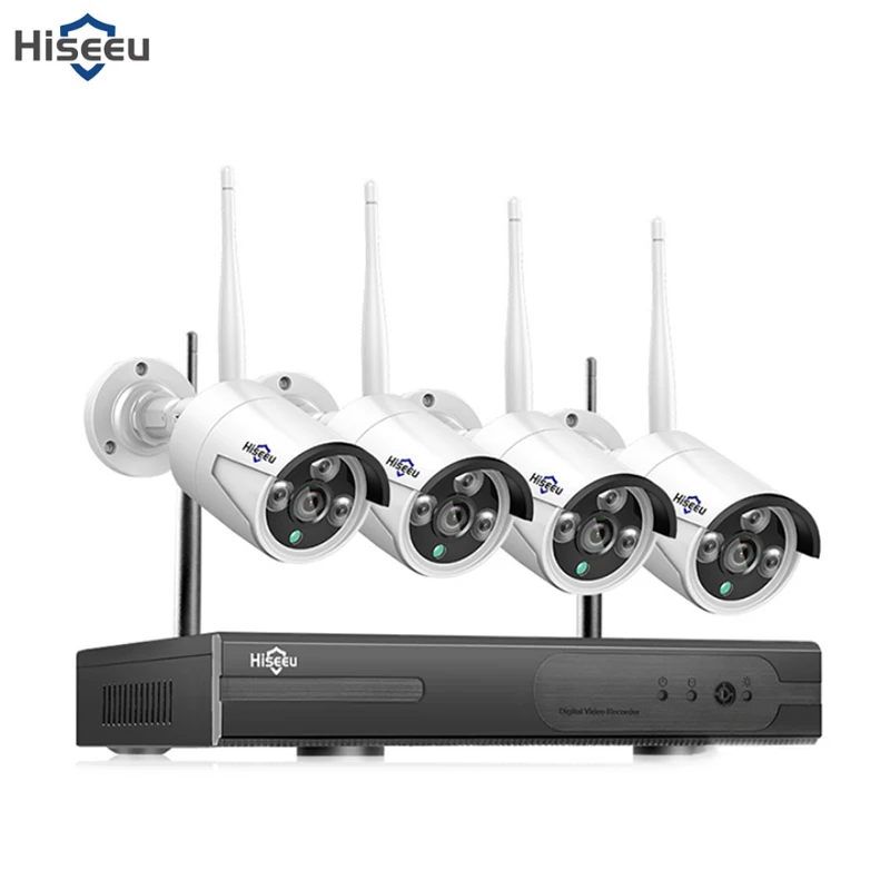 Hiseeu 4HB612 8CH Беспроводная CCTV система HDD 2MP NVR IP IR CUT наружная камера безопасности