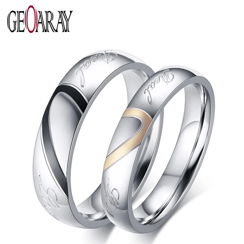 Korean Fashion Lovers Wedding Ring Band Romantic Stainless Steel Rings