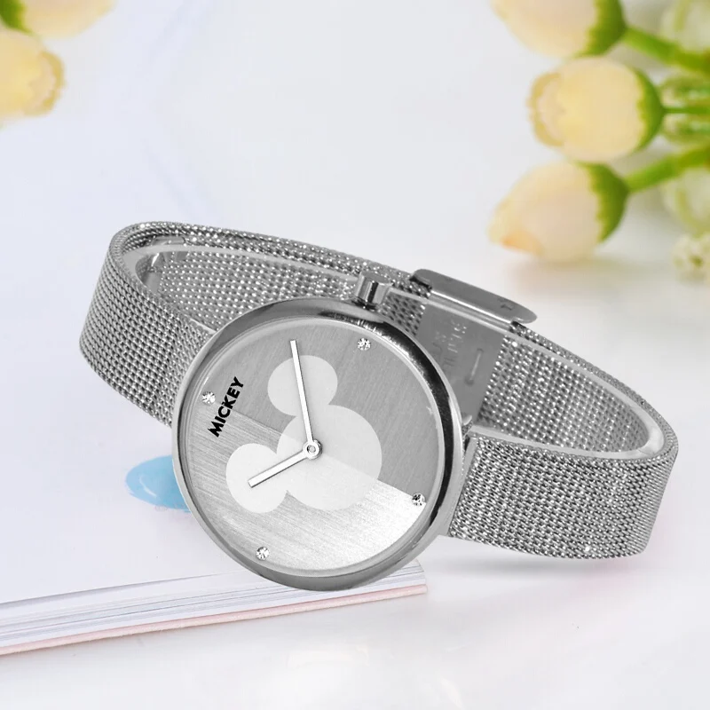 Genuine Disney Women's Quartz Steel Mesh Band Bracelet Round Simple Fashion Mickey 11156 Watches Pretty Female Teen Wristwatch Genuine Disney Women's Quartz Steel Mesh Band Bracelet Round Simple Fashion Mickey 11156 Watches Pretty Female Teen Wristwatch