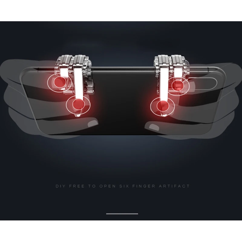1Pair For Pubg Trigger Six-finger Free Fire Artifact Pubg Controller Mobile Gamepad linkage For Pubg Control Gaming Accessories