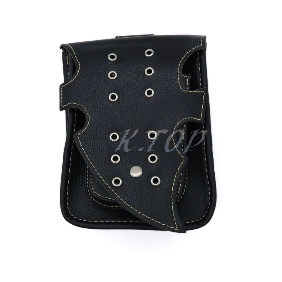 High Quality Black PU Leather Belt Bag Men Motorcycle Tool bag Waist Holster Purse Pouch Side Bag Storage Saddle Bag Pocket