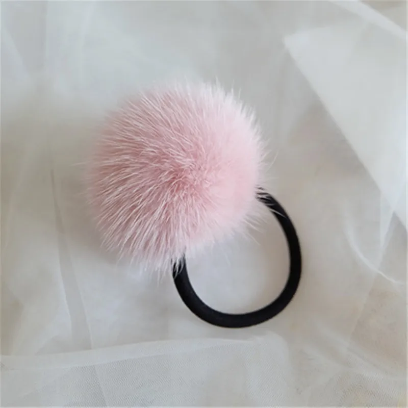 Женская мода, норковая заколка-кольцо для волос, аксессуары, натуральный мех, головной убор - Цвет: Pink
