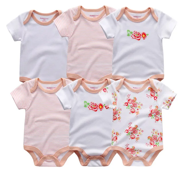 Летняя одежда с цветочным рисунком для новорожденных девочек; Новинка года; модное хлопковое Кружевное боди с короткими рукавами для малышей; комбинезон унисекс для маленьких мальчиков - Цвет: baby bodysuits 6010