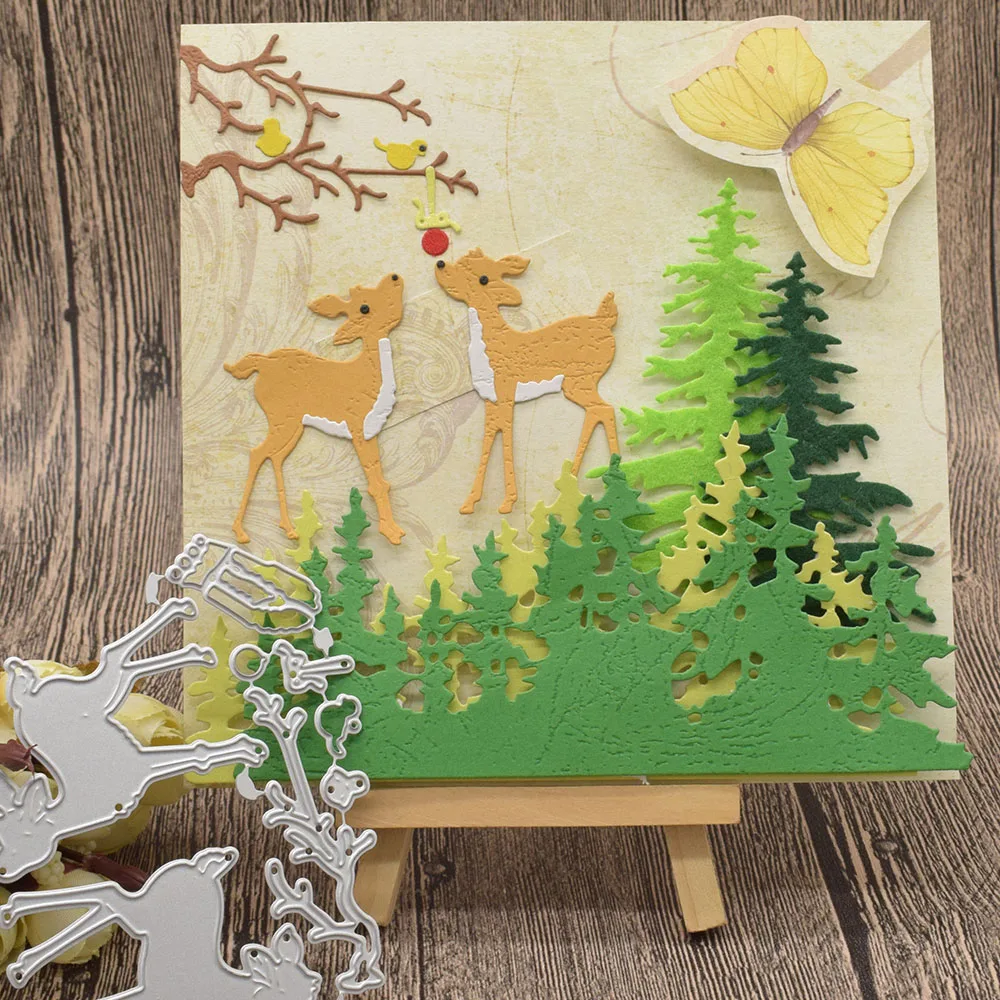 

Tree Forest Deer Metal Cutting Dies For Scrapbooking Paper Card Album Decoration Embossing Template Craft Dies
