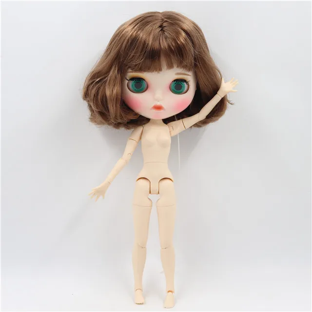 Ледяная фабрика blyth кукла 1/6 bjd игрушка белая кожа сустава тела короткие каштановые волосы матовое лицо с бровью пользовательская кукла 30 см - Цвет: doll