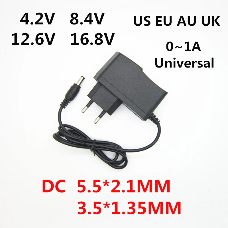 AC 100-240V DC 4,2 V 8,4 V 12,6 V 16,8 V 1A 1000MA адаптер питания 4,2 8,4 12,6 16,8 V Вольт зарядное устройство для литиевой батареи 18650