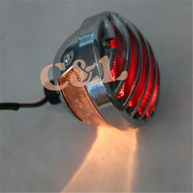 Мотоцикл хромированный круглый задний стоп-сигнал, пригодный для Harley Bobber Chopper Rat Custom