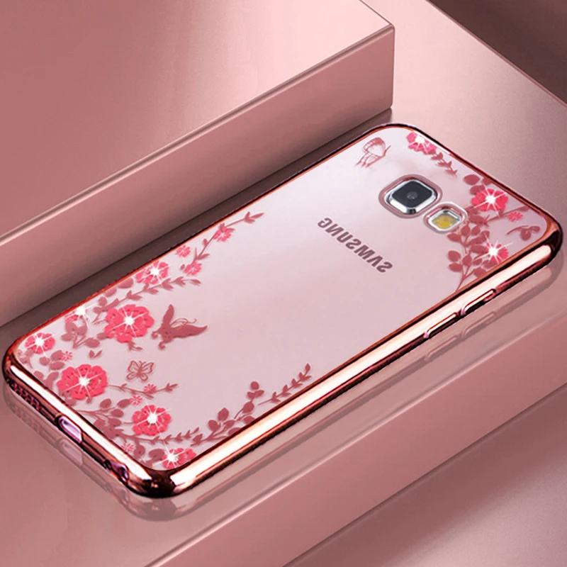 

YonLinTan etui,coque,cover,case For Samsung Galaxy A5 2016 A510 transparent luxury 3d phone cases back Soft TPU Flower rose gold