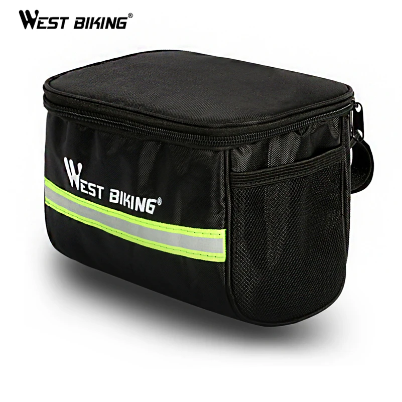 

WEST BIKING Waterproof Large Capacity Cycling Front Bag Reflective MTB Basket Bag Bike Frame Pannier Tube Bicycle Handlebar Bag