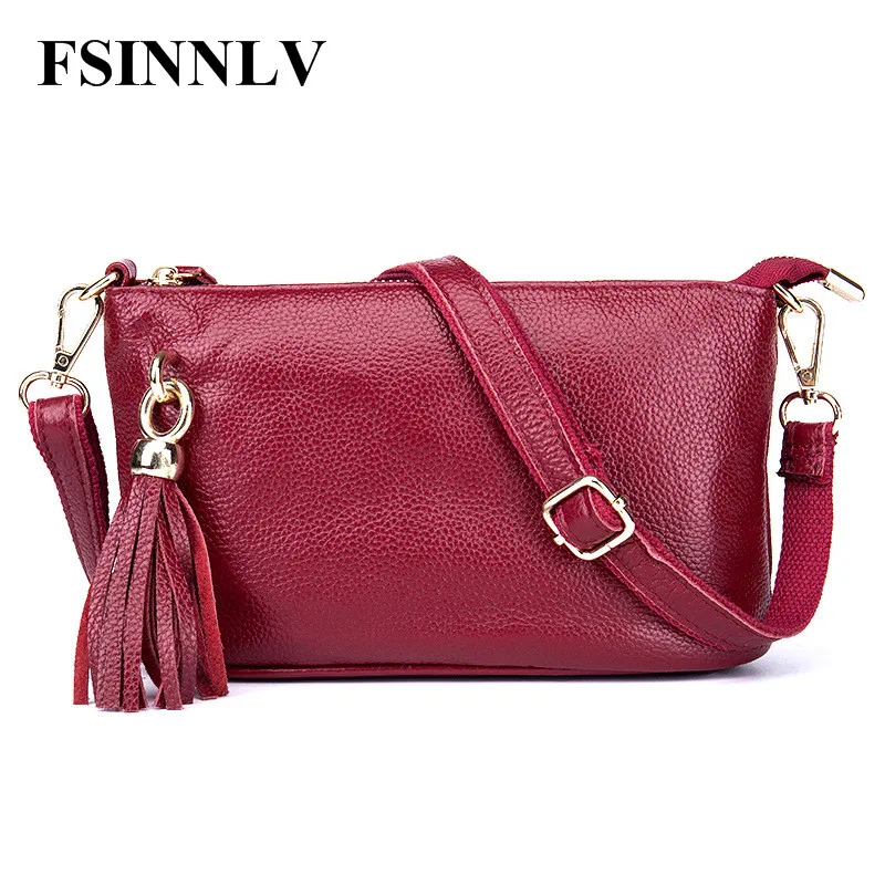 

FSINNLV 2018 New Genuine Leather Women Messenger Bags Crossbody Bag High Quality 5 Colors Female Shoulder Bags Day Clutch DC195