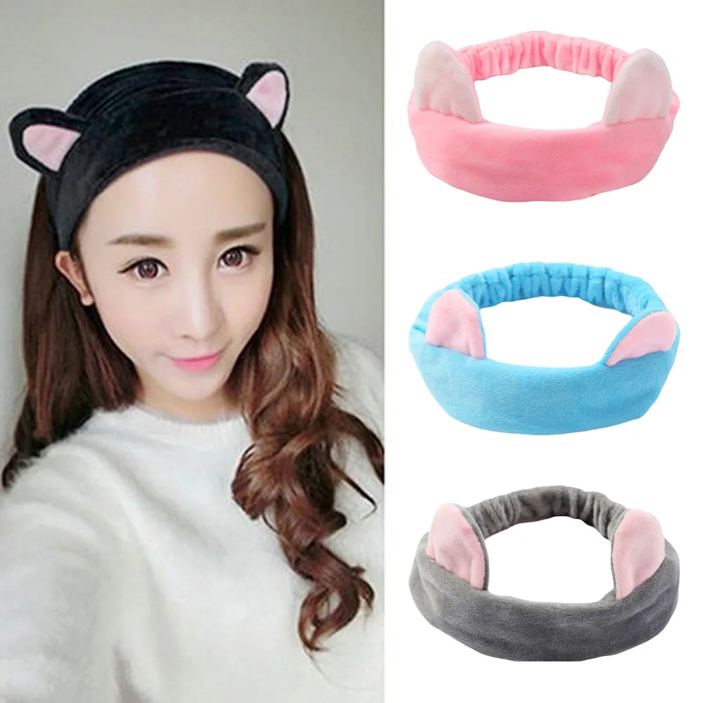 New Korean Velvet Cat Ear Headband Women Hair Accessories Wash Shower