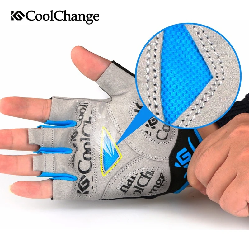 CoolChange قفازات ركوب الدراجات نصف إصبع رجل المرأة الصيف الرياضة للصدمات الدراجة قفازات جل MTB دراجة قفازات Guantes Ciclismo