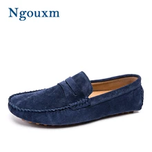 Ngouxm/мужские лоферы размера плюс; сезон весна-осень; мужские мокасины из замши; дышащая обувь без шнуровки; удобная мужская обувь для вождения
