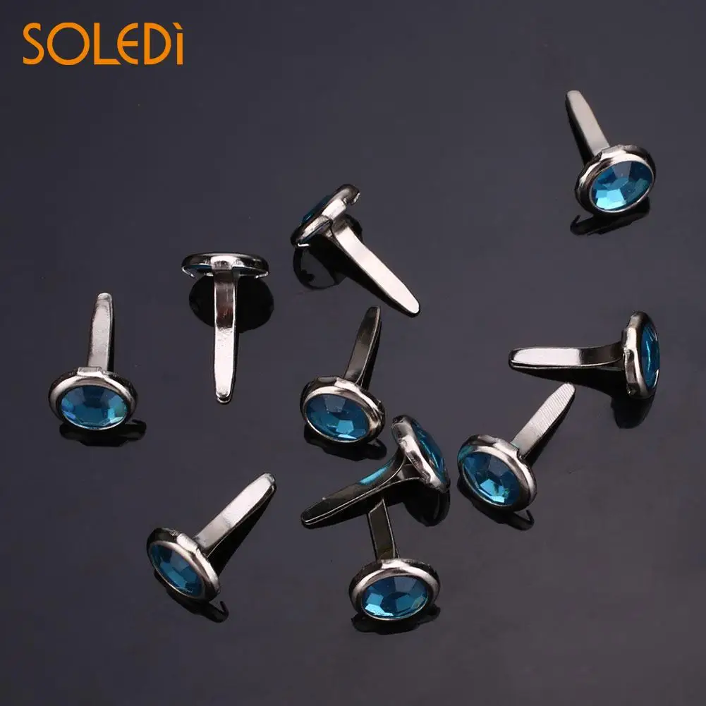 

DIY 20PCS Metal Mini Round Rhinestone Brads Rivets Fastener Craft Decoration