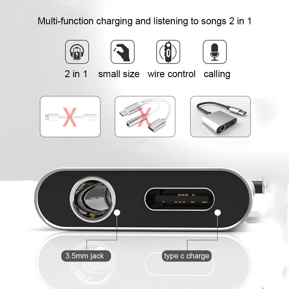 Кабель адаптер для наушников с разъемом USB Type C штекером 3 5 мм AUX аудио Xiaomi Mi 6 Huawei P20