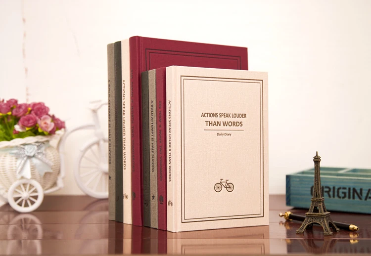 

Fashion Hard Cover Large Notebook Diary Composition Daily Memo Notepad Gifts Red Black Gray Beige