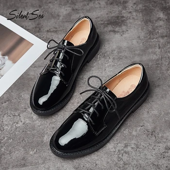 

Silentsea Classic Patent Leather Women Pumps Med Heel Shoes Comfortable Office Work Shoes Black Single Shoes For Female