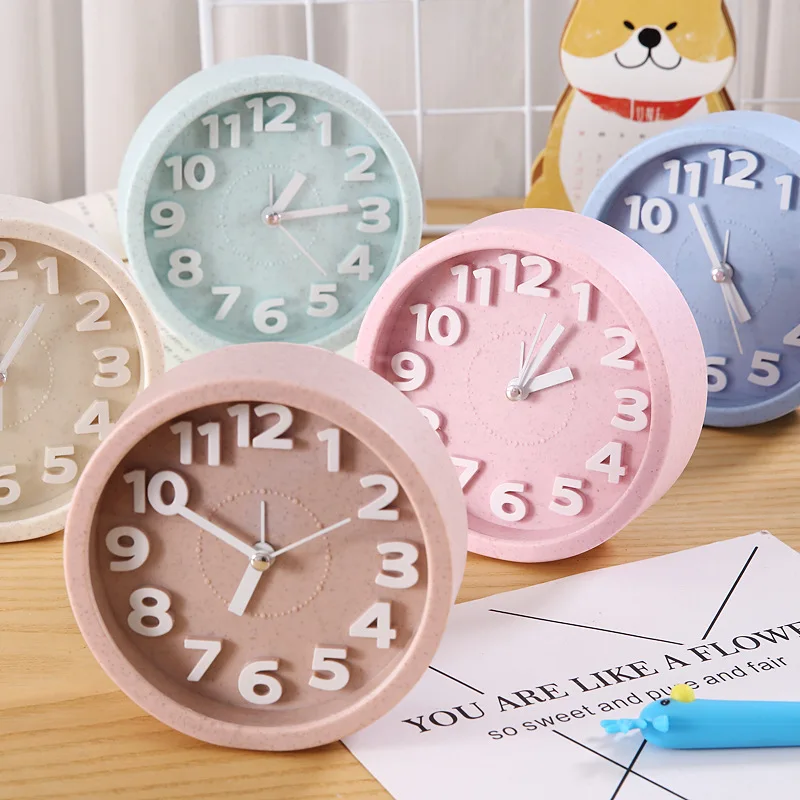 Wheat Straw Creative Fashion Alarm Clock Japanese Home Bedside Small
