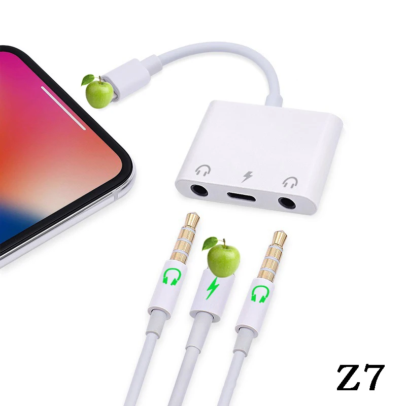 3 IN 1 Headphone Adapter For Iphone X XR XS Max Compaitble For IOS 12 Charge Earphone Adaptors For Iphone 7plus 8 Drop Shipping