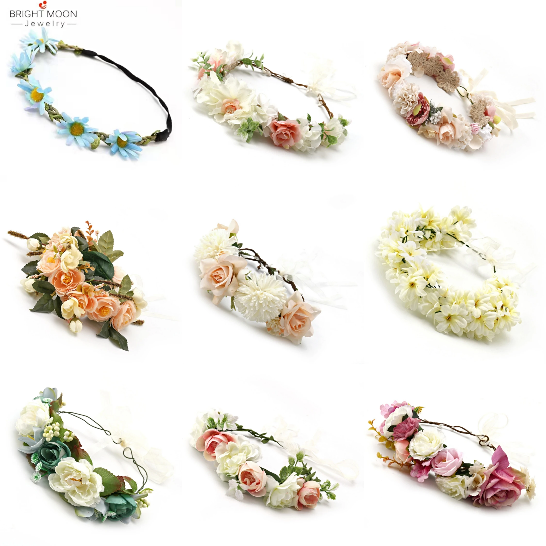 

Bright Moon Colored Plant Bohemian Garland Party Headdress Crown Garland Holiday Girl Garland For Women
