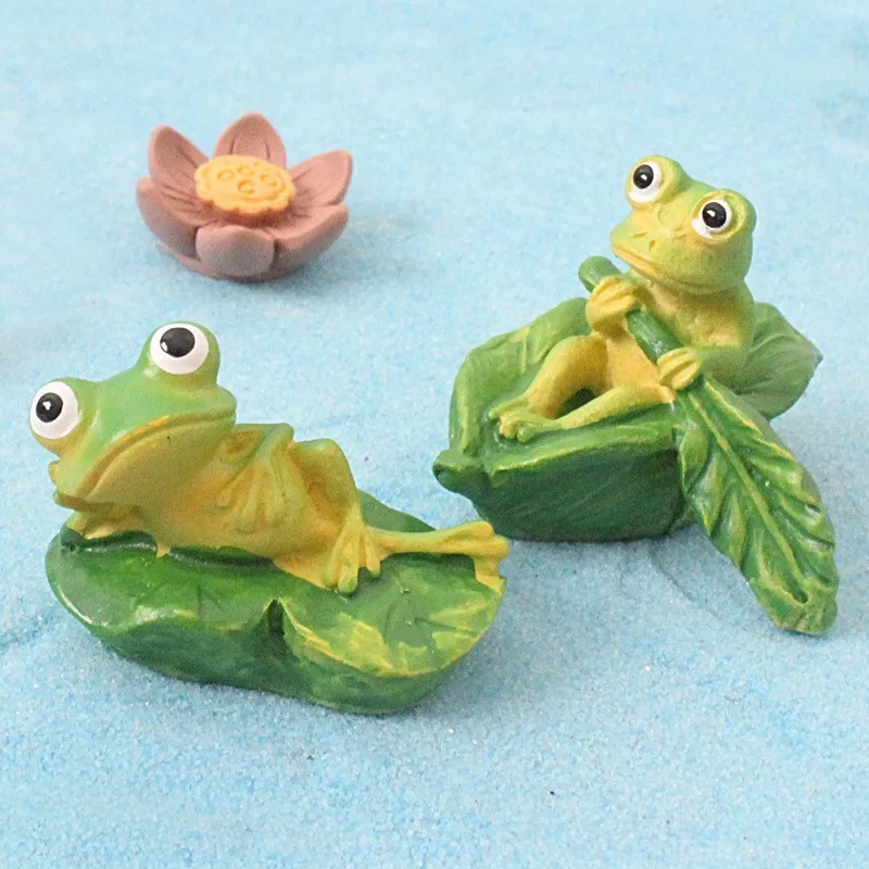 Игрушечная фигурка в виде лягушки на лодках, украшение для бонсай, миниатюрное украшение для дома, сказочное украшение для сада, аксессуары для творчества