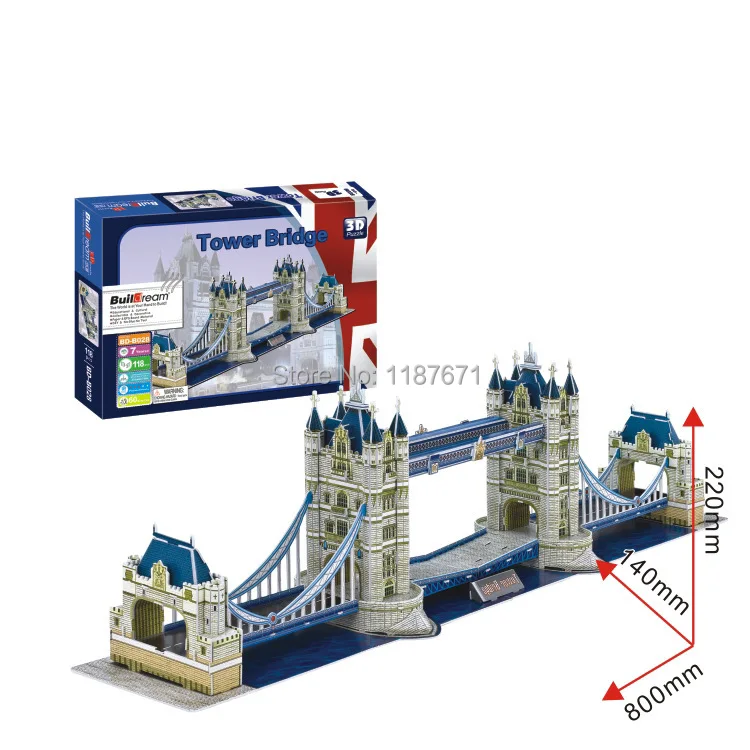 

Paper Model Diy London Tower Bridge Enlighten blocks Construction Brick Educational Toys Children scale models Sets brinquedos