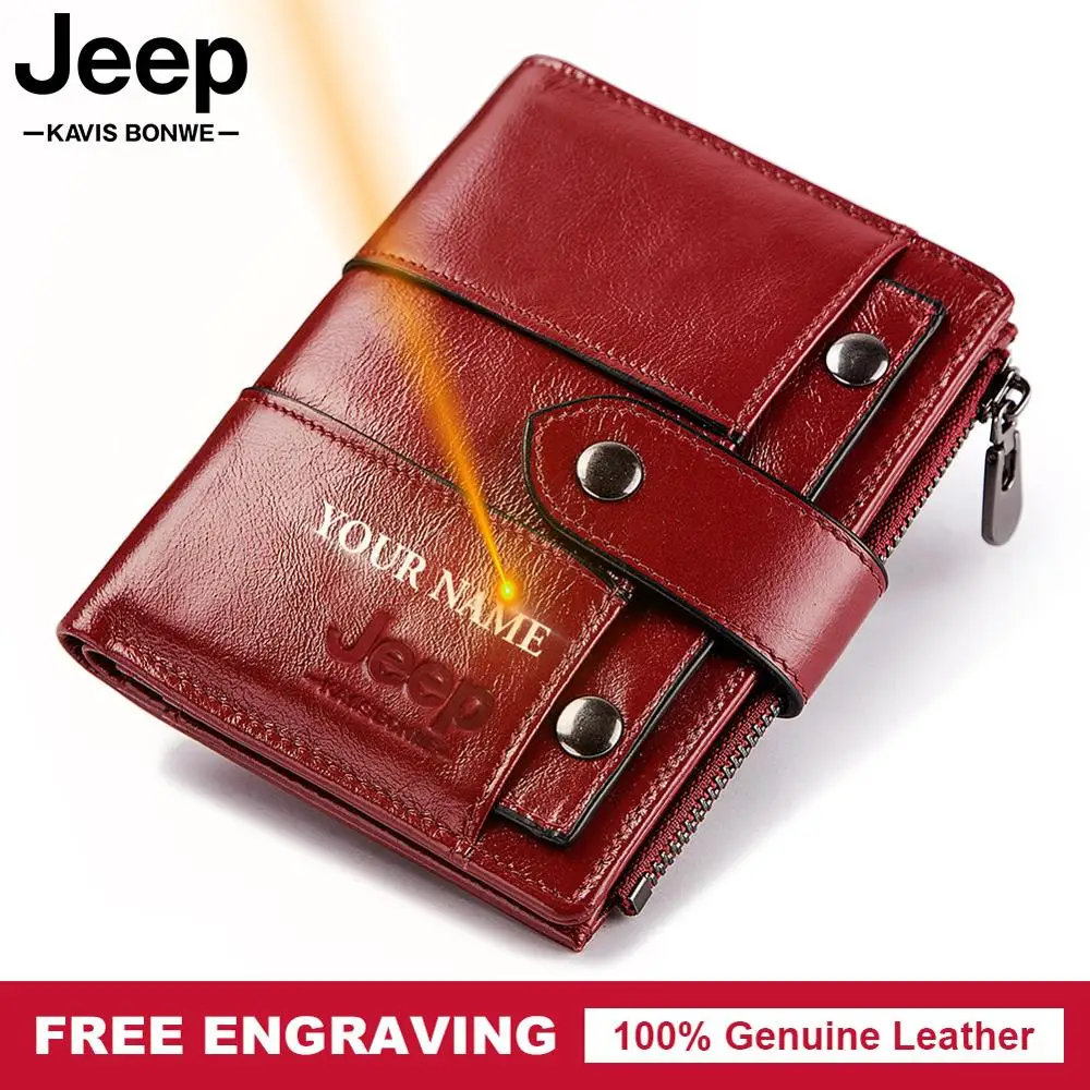 

Free Engraving 100% Genuine Leather Women Wallet Coin Purse Small Card Holder Clutch PORTFOLIO Portomonee Red Slim Walet Pocket
