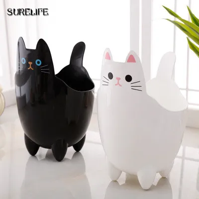 

Creative Cat Kitchen Cabinet Desktop Mini Trash Garbage Bin Can Rubbish Container Cabinet pendant mini plastic storage trash