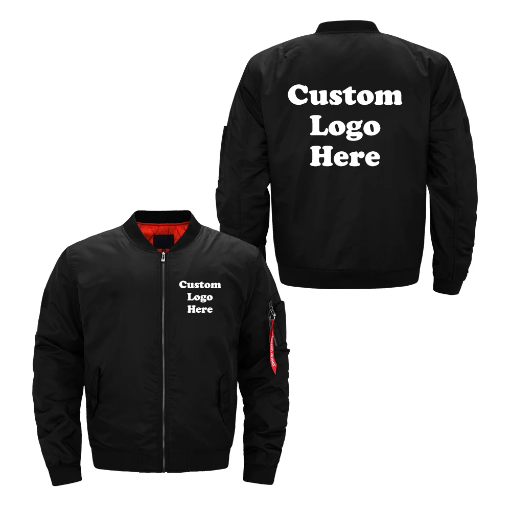 Vente Taille américaine Logo personnalisé conception hommes veste volante bricolage impression manteau à glissière épaissir veste unisexe vêtements d extérieur