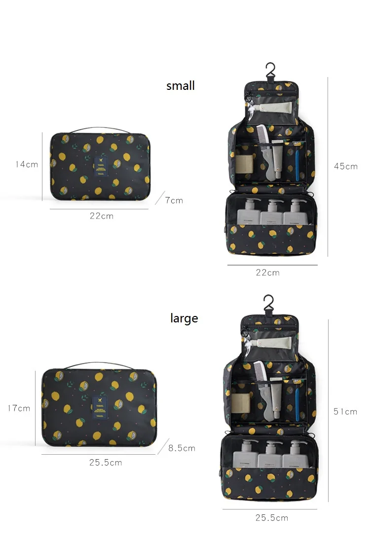 Милый лимонный путешествия большой емкости Водонепроницаемый Косметический мешок многофункциональный портативный мешок для хранения крючок туалетный мешок LHZ20