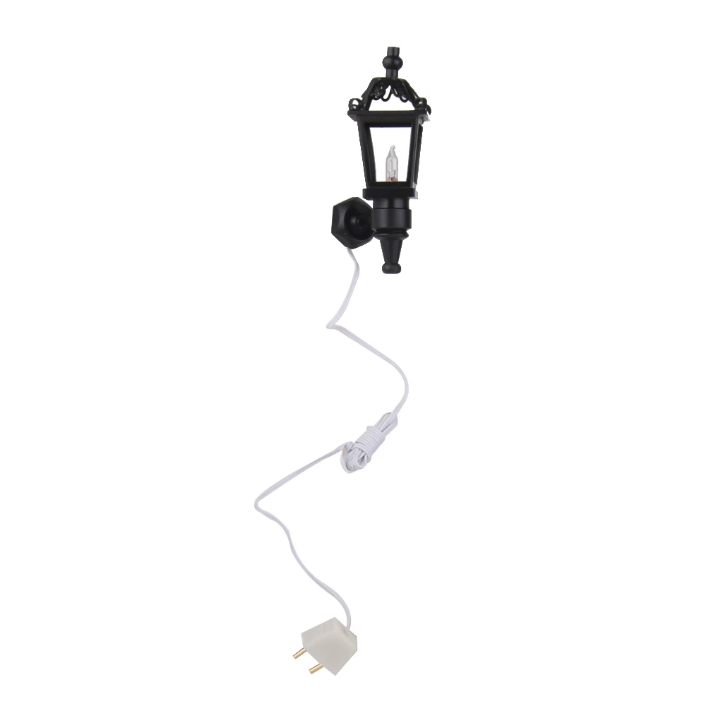 

1:12 Scale Dollhouse Miniature Wall Lamp Light Model, Outdoor Wall Lantern in Black Finish, for Doll House Garden Yard Decor