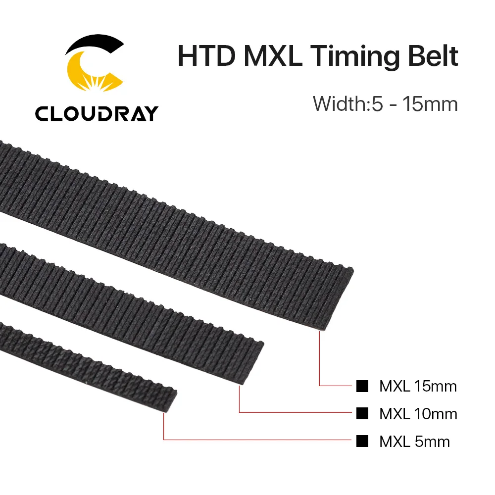 Cloudray MXL 개방형 타이밍 벨트 전송 벨트 고무 폭 5mm 섬유 YAG Pully CO2 레이저 조각 기계 절단