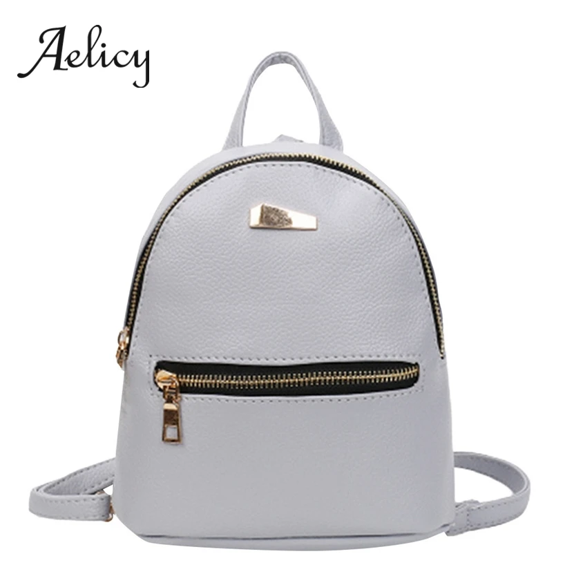 

Aelicy Women Elegant Style Backpack High Quality Small School Bags Pu Leather Teenage Satchel Fashion Casual Students Backpacks