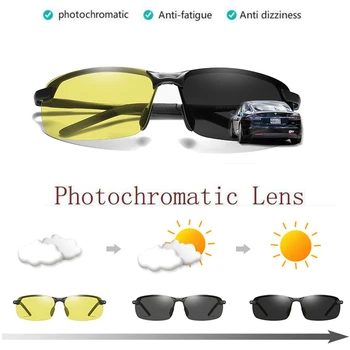 

Aluminum Magnesium Photochromic Sunglasses Polarized Night Vision Anti-Glare Glasses Men Driver Yellow Gray Change Driving Glass