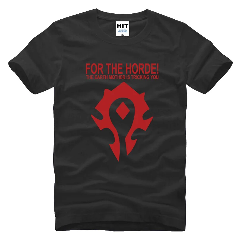 

Fashion Dota T Shirt Men For the horde T Shirt WOW Horde short sleeve Game T-shirt Tee Tops For male