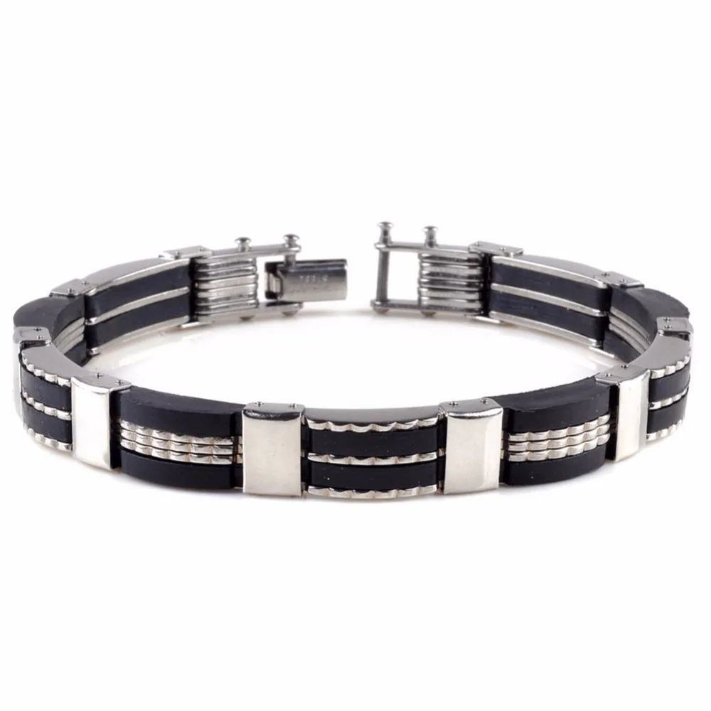 Buy Fashion Trendy Mens Jewelry Black Silicone