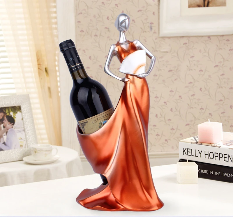 Creative Wine Bottle Holder Figurine Ornament for Home Decoration