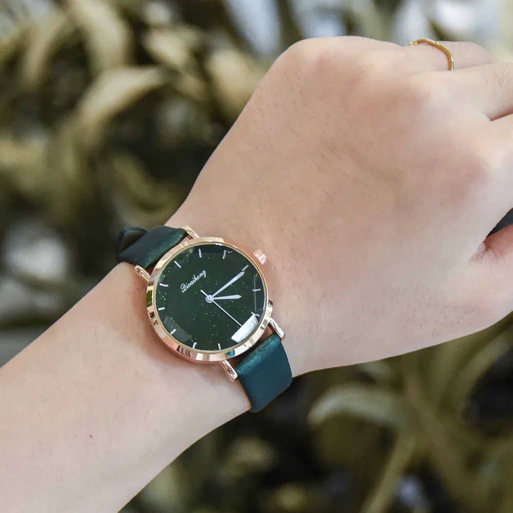 Женские кварцевые часы reloj mujer женские стеклянные кожаные наручные студенческие