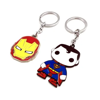 

New Design Hero Figure Superman Iron-man Q Keychain High Quality Enamel Keychain For Boys&Girls Gifts 10pcs/lot