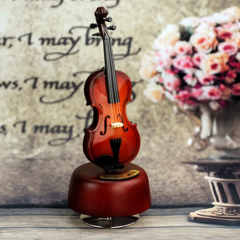 

Free shipping Wooden music box music box wooden crafts and gifts wholesale guitar violin music box production
